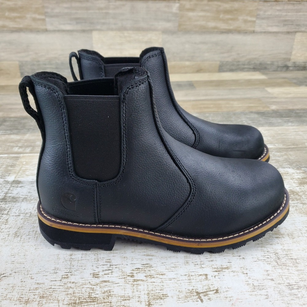 Carhartt Frontier Womens Chelsea Boots Sz 8.5 M Black Leather Water Resistant